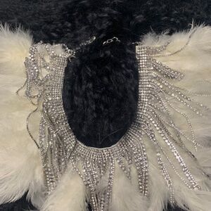 Feather rhinestone choker